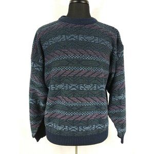 Expressions Worldwide Mens Sweater XL Acrylic Long Sleeve Winter Wear Blue Green